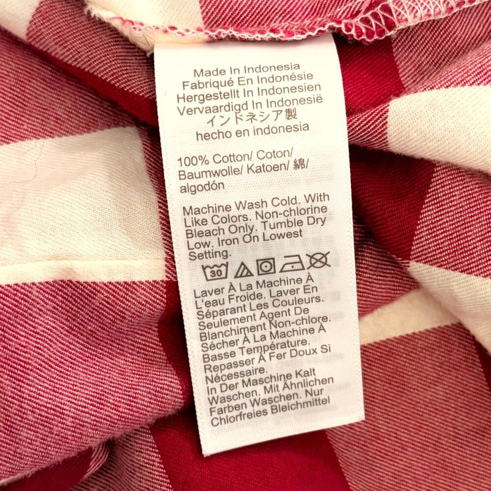 J. Crew Factory Plaid Flannel Raspberry Cream Button-Up Shirt Size M - Picture 5 of 6